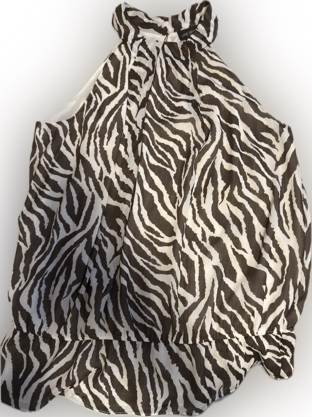 Lane Bryant Brown and White Zebra Print halter blouse tank